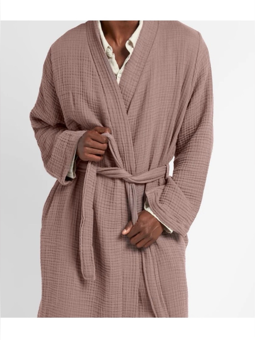 Parachute Cloud Turkish Gauze Waffle Knit Belted Robe , M
